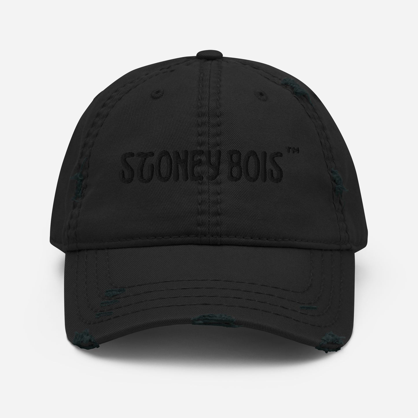 Distressed Dad Hat Stoney Bois ™ Black Embroidered