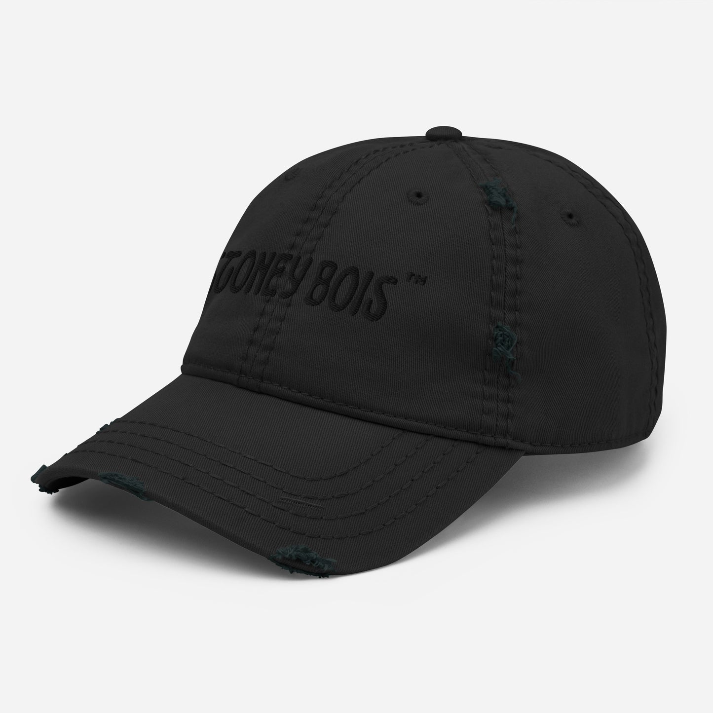 Distressed Dad Hat Stoney Bois ™ Black Embroidered