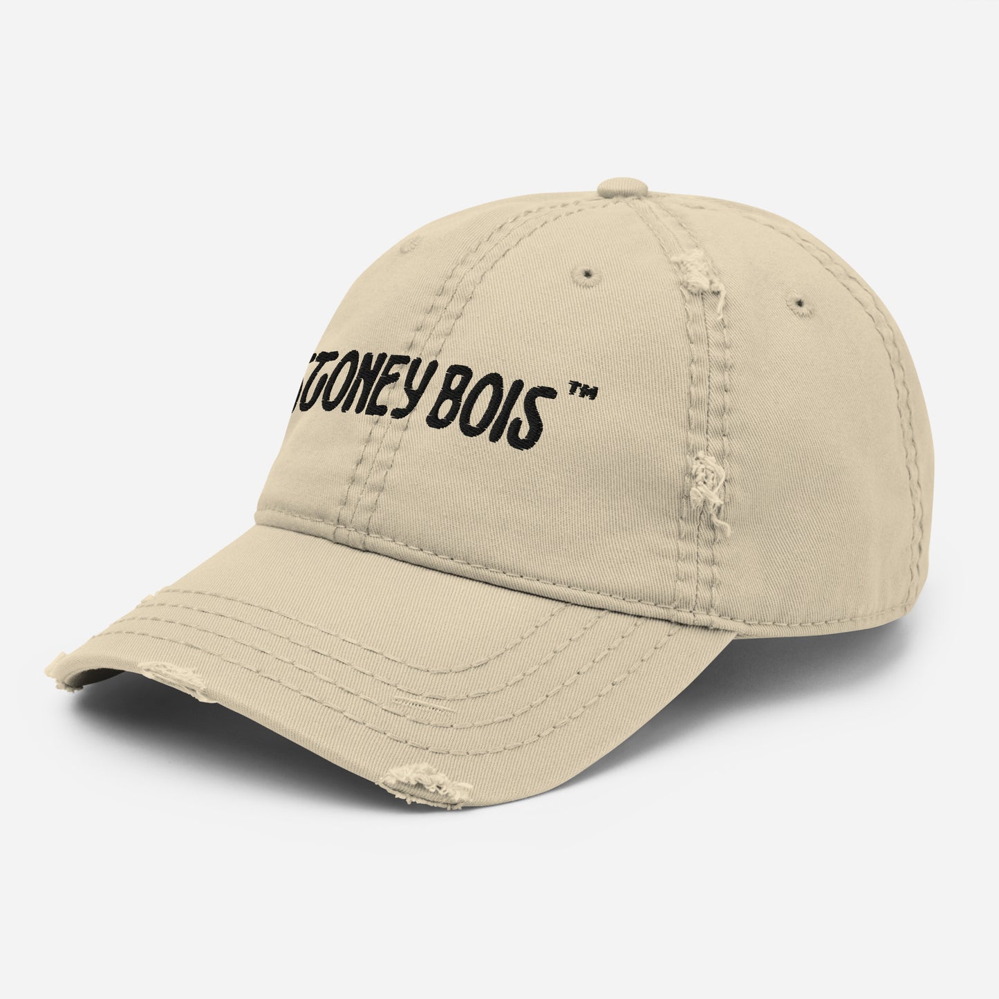 Distressed Dad Hat Stoney Bois ™ Black Embroidered