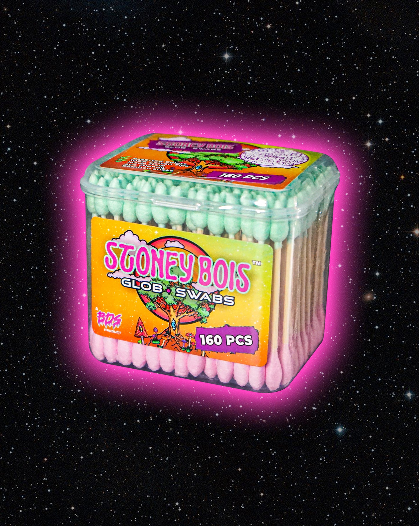 Stoney Bois™ - Glob Swabs (Single Box)- Sustainable Bamboo, Organic Cotton Swabs with One Pointed Green Side & One Pink Round Side- Qtip for glass/quartz cleaning